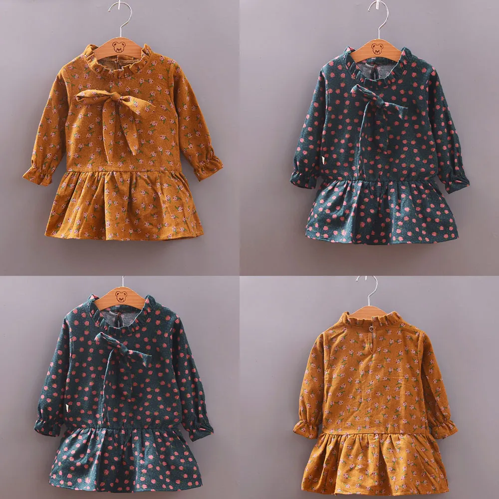 Kids Baby Girls Princess Floral Dress Toddler Long Sleeve Party Dresses Tops