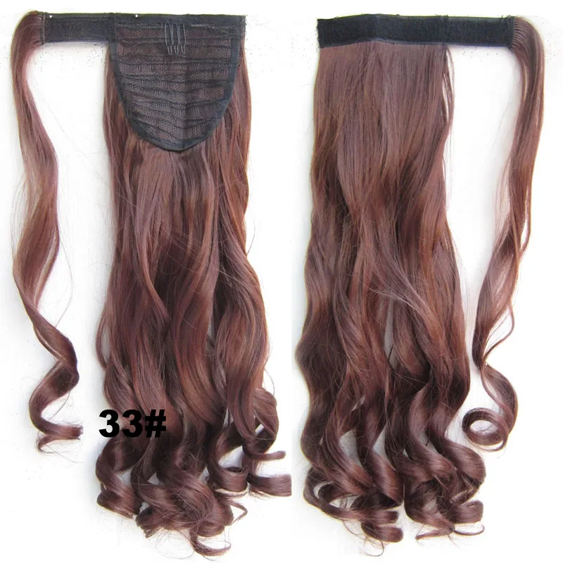 jeedou Ponytail Wavy Hair Black Color Wrap Around Ponytail Extensions Synthetic Hair Ribbon Trend Undone and Messy - Цвет: #33