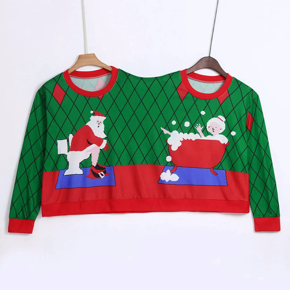 

Winter Couples Sweater Two Person Unisex Pullover Sweater Novelty Christmas Top Shirt sweater Male Xmas Femme Ugly