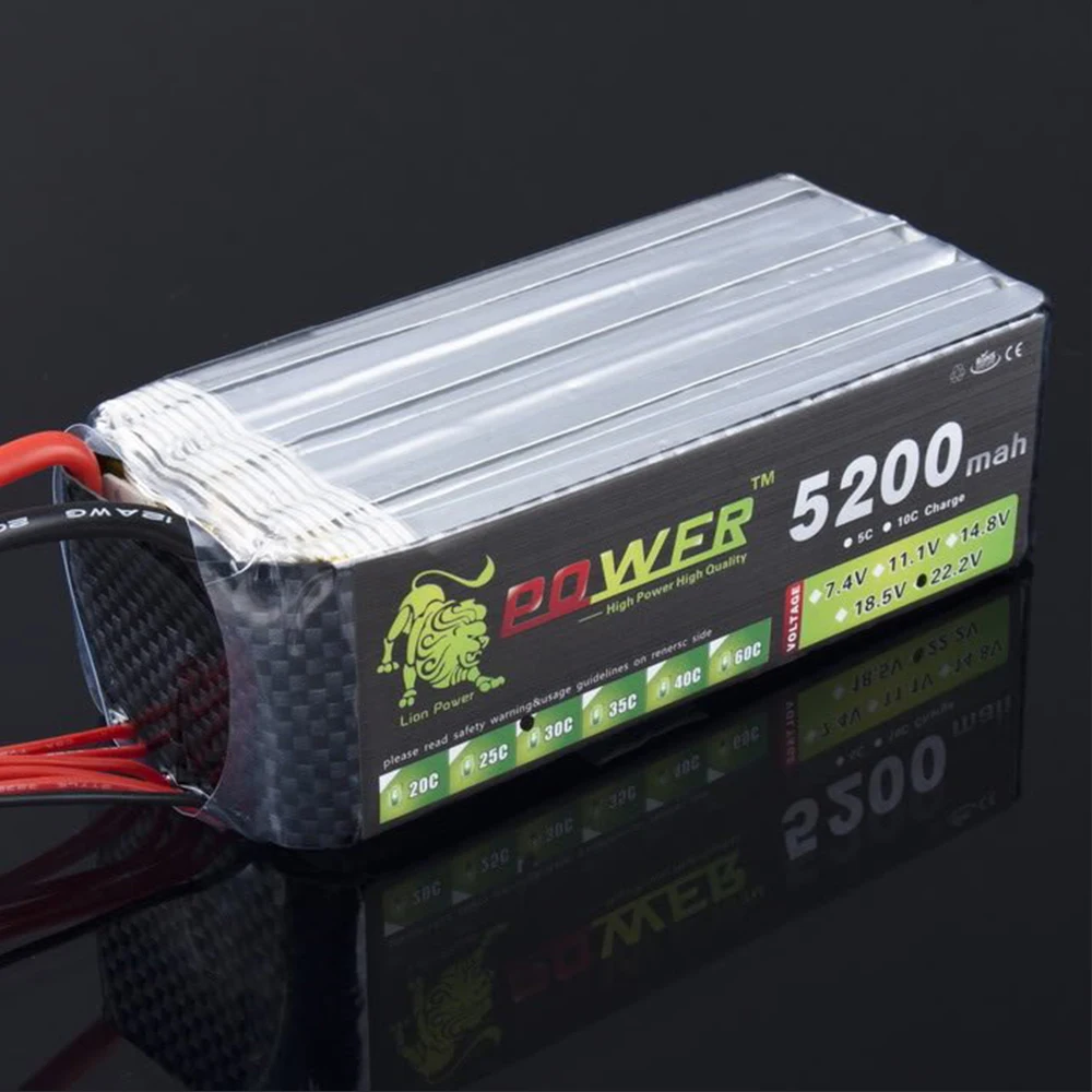 Лев мощность Lipo батарея 22 2 v 5200mAh 6S 30C RC вертолет автомобиль Лодка Квадрокоптер