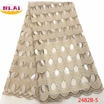 

Latest French Nigerian Laces Fabric 2019 High Quality Tulle African Laces Fabric Wedding French Sequins Tulle Lace XY2482B-5