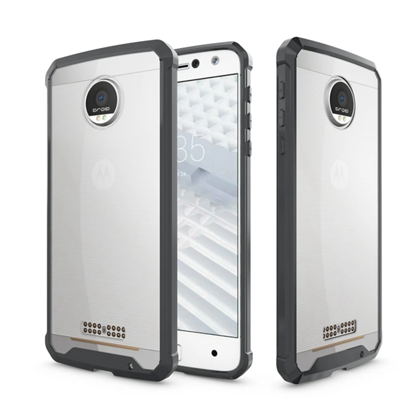 

Hot Hybrid Shockproof Cover Air Cushion TPU Frame Case With Crystal Clear Back Panel Shell For Motorola Moto Z / Z Droid 5.5inch