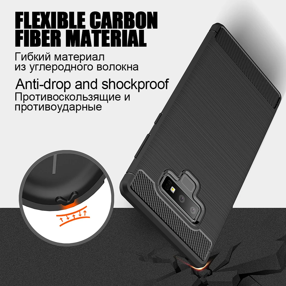 TOMKAS Carbon Fiber Case For Samsung Galaxy Note 9 Soft Silicone TPU Phone Cases Half-wrapped Cover Coque Funda Carcasa Capa  (5)