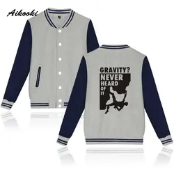 Aikooki Gravity Never Heard Of It для мужчин бейсбол куртка Кофты женщин/для пуговицы форма Осень Зима Повседневное пиджаки куртки