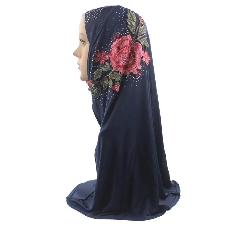 Мусульманский Исламский хиджаб шарф женщина Amira Шапка красивая вышивка различные цветы дышащий