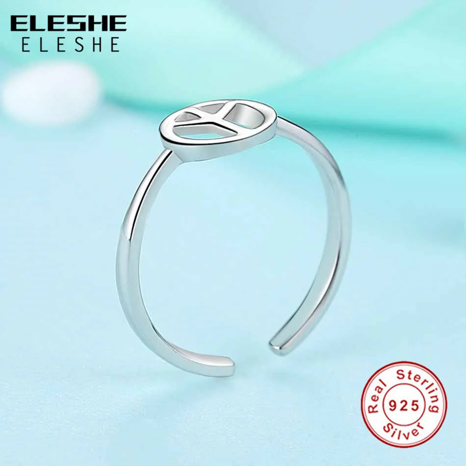 ELESHE Peace Love Open Finger Rings for Women Fashion 925 Sterling Silver Adjustable Ring Anillos Engagement Jewelry Accessories