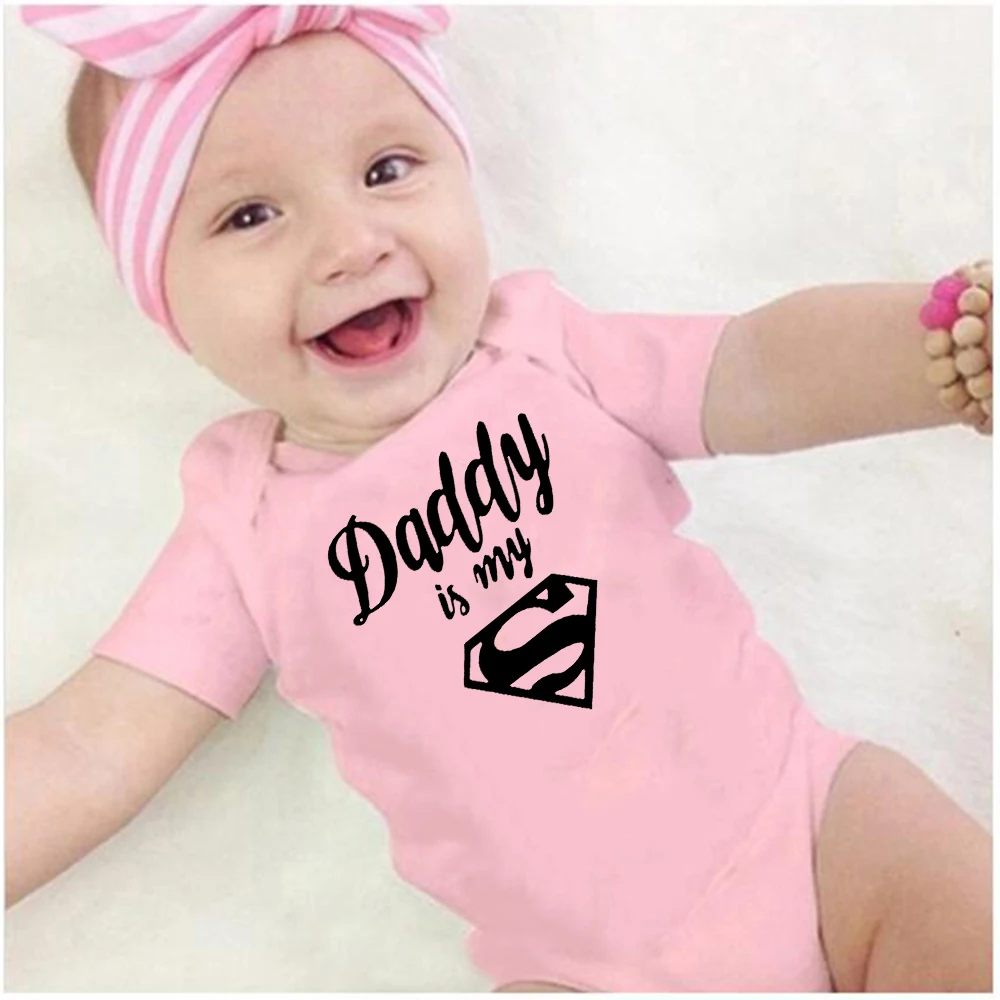 Детский хлопковый комбинезон с надписью Dad Is My Superhero|Боди для малышек| |