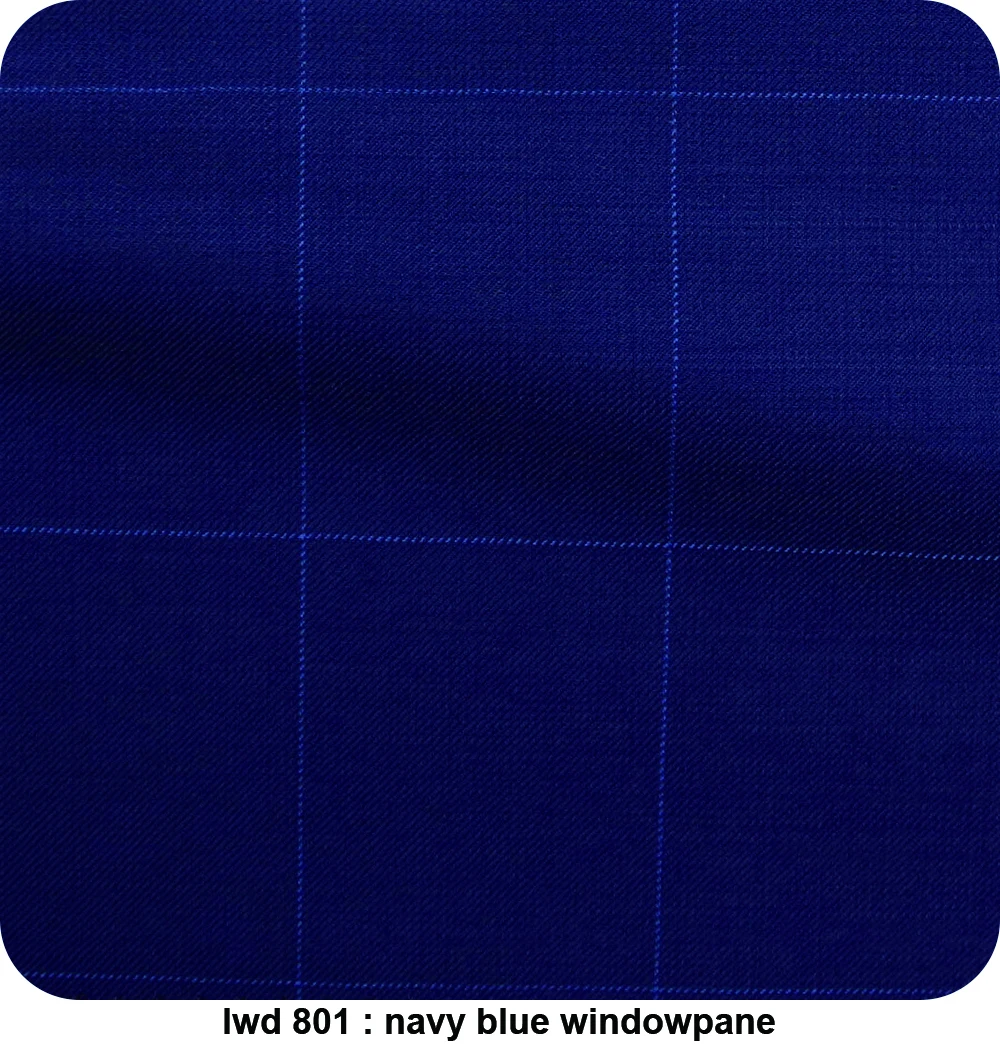 Luxury Navy Plaid Suit Men Custom Made Wool Blend Business Suits With Bemberg Lining,Bespoke Tailore Casual Windowpane Blue Suit