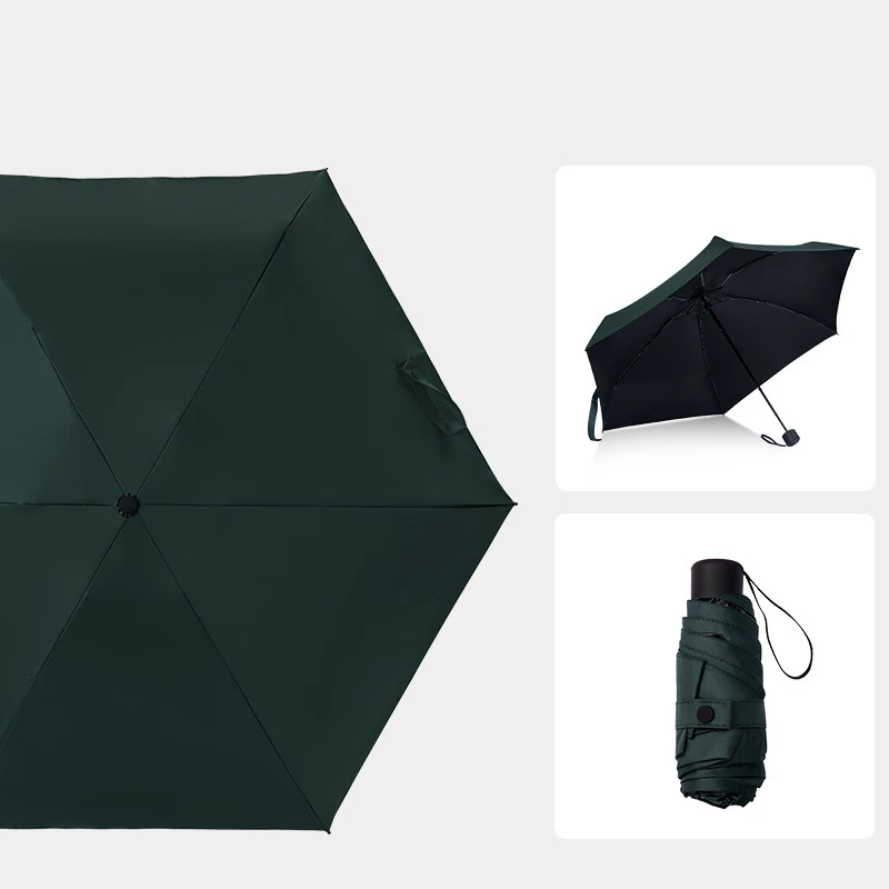dark green Модный Одноцветный зонт, пятистворчатый, Неавтоматические зонты, 6 костей, унисекс, зонт, для дождя, для женщин и мужчин, в солнечную и дождливую погоду - Цвет: dark green