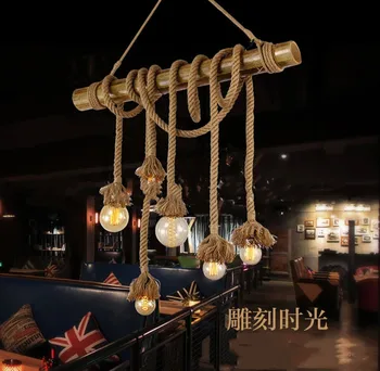 

American chandelier Loft bamboo tube chandelier restaurant living room clothing store cafe personality bamboo lamps