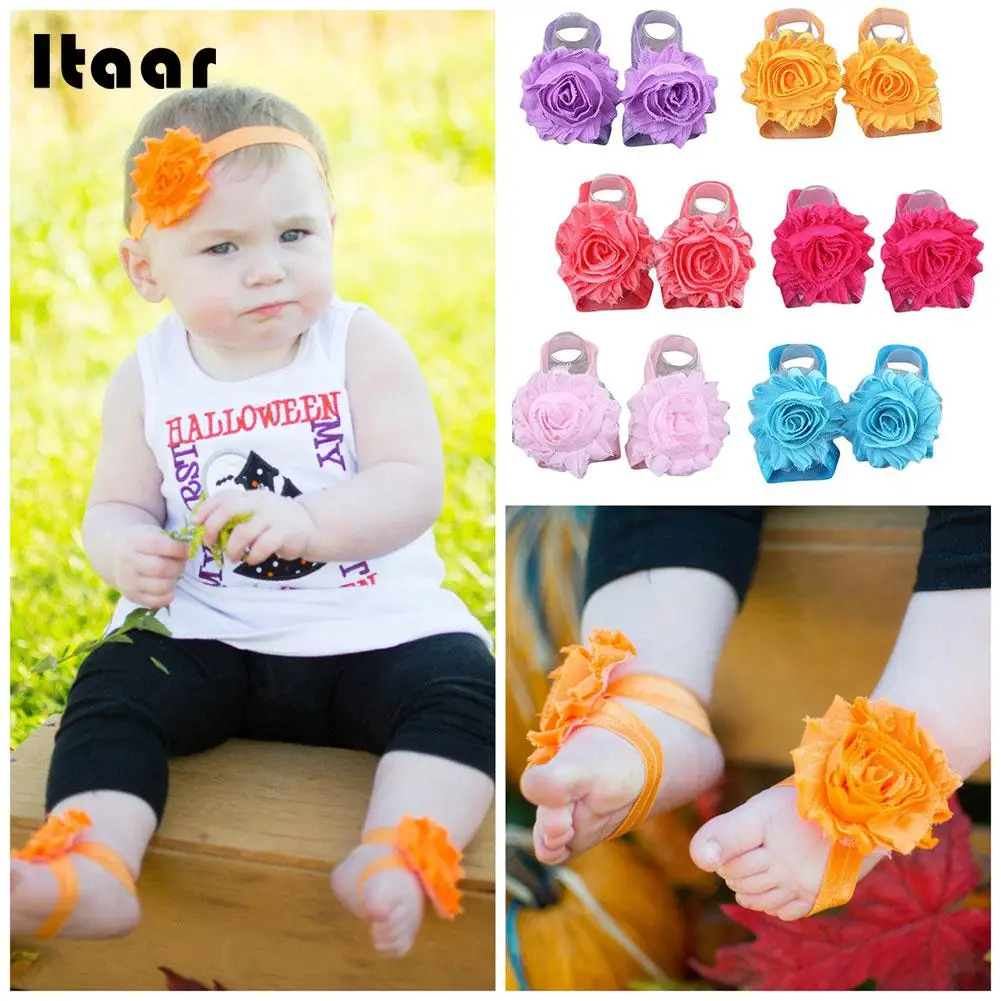 

Beautiful Chiffon Flower Baby Flower FootSandal Shoe Baby&kids SWith ankle Bands Children Tights Shoes Shoe Cover Foot Xmas