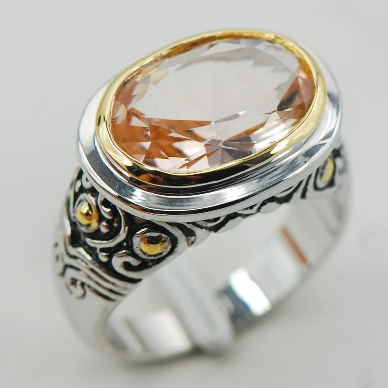 Morganite Women 925 Sterling Silver Ring F936 Size 6 7 8 9 10