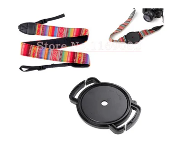

2 in1 Camera Shoulder Neck Strap + 72 77 82mm Camera lens Cap Holder Cover for DSLR Camera