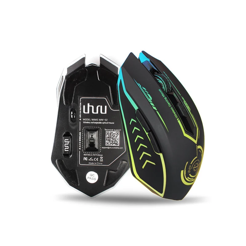 Ceny Mysz do gier UHURU 2.4G akumulator bezprzewodowy 5 przycisków zmienny kolor LED ergonomiczna mysz komputerowa 10000 DPI do gry komputerowe