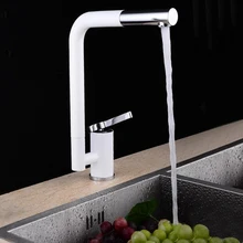 360 градусов вращающийся Носик одно отверстие горячая холодная латунь белый кухонный кран белая кухонная раковина кран