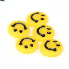 350 шт. 10.5 мм крошечные Happy Уход за кожей лица Круглый Flatback Смола Кабошоны ручной краски, смолы смайлик смолы плоской задней кабошон Миниатюрный