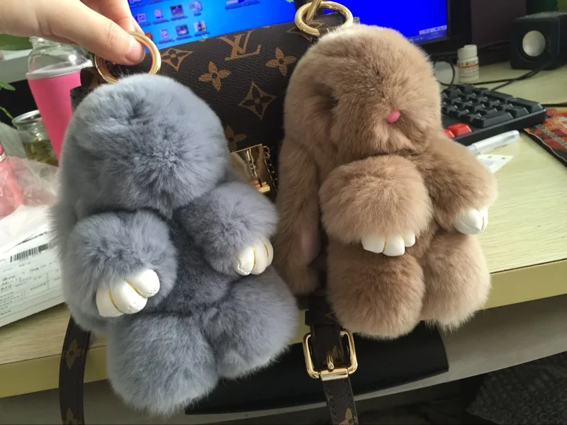 fluffy bunny bag charm