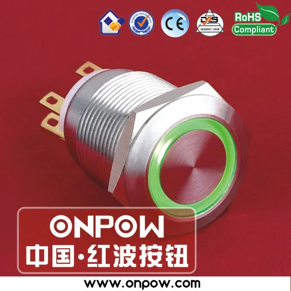 

ONPOW 19mm stainless steel momentary ring illuminated pushbutton switch LAS1GQ-11E/G/12V/S