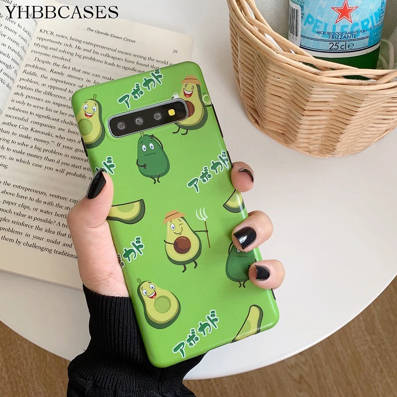 

YHBBCASES For Samsung Galaxy S10 5G S8 S9 Plus Cartoon Green Fruits Soft Cover For Samsung Note 10 8 9 Funny Avocado Phone Cases
