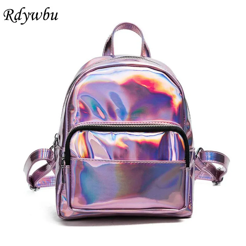 Модный женский рюкзак Rdywbu с лазерным рисунком разноцветная школьная сумка для