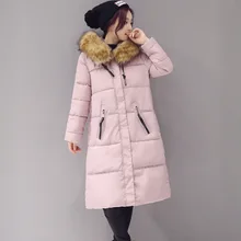 The new winter coat fur collar jacket slim Korean big long dresses in cotton padded jacket