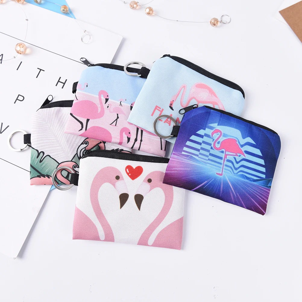 

Lovely 1PCS New cute flamingos canvas coin purses zipper zero wallet child girl boy women purse,lady coin bag key packet