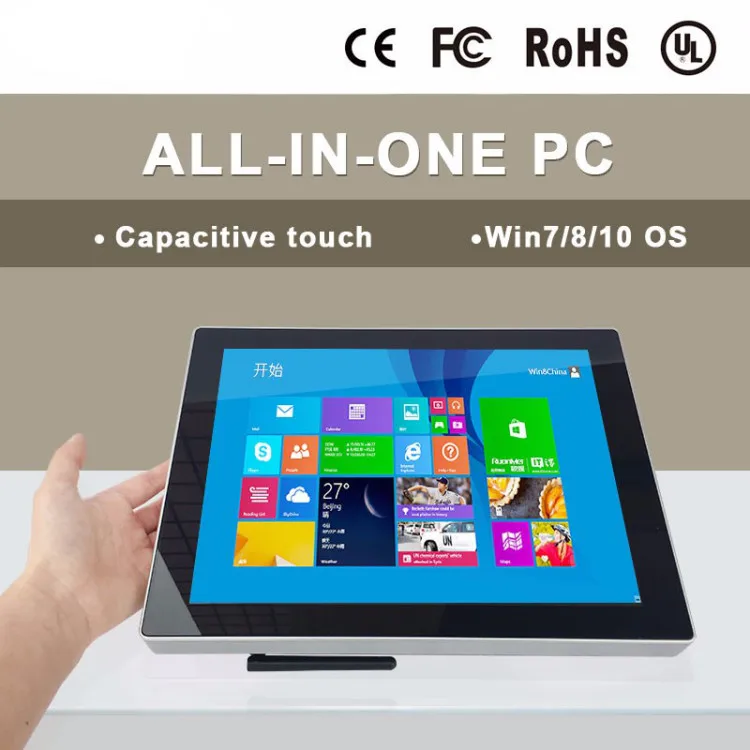 

Fanless and embedded 2017 latest 12 inch touchscreen all in one pc computers with 1.8GHz, usb host 2.0 Resistive touch