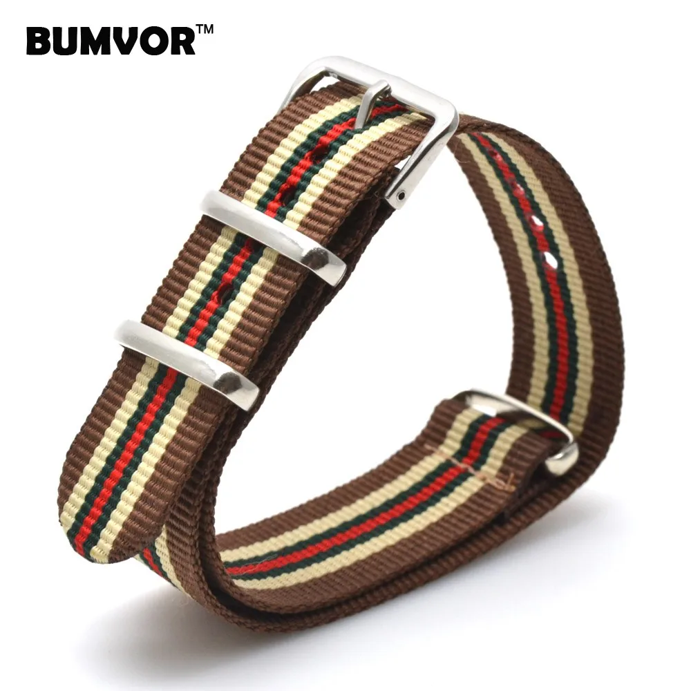 

Cambo Wholesale 16 mm Brown Green Army Military Sports nato fabric Nylon watchband Watch Strap accessories Band Buckle belt 16mm