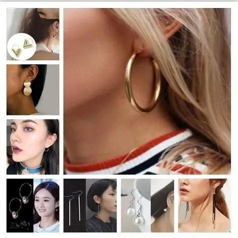 

ED 0200 European and American personality vibrating the same person with the modern style gold and silver ring big earrings jewe