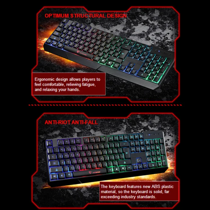 MOTOSPEED K70 игровая клавиатура цветной светодиодный клавиатура с подсветкой Teclado Gamer USB Проводная клавиатура водонепроницаемая клавиатура Klavye Clavier L0419#3