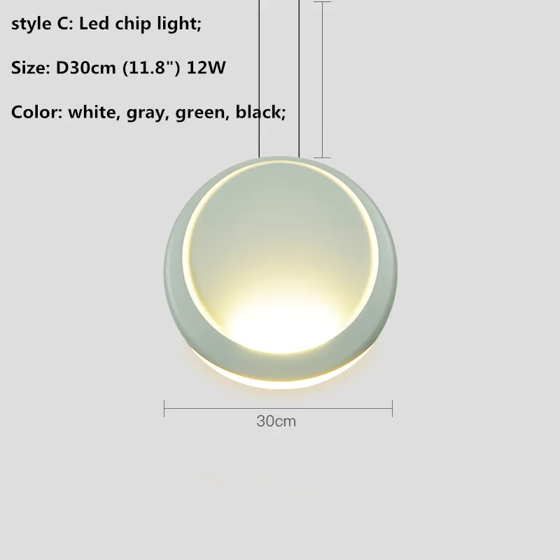 Скандинавский круглый светодиодный подвесной светильник из смолы, Европейский минимализм, для спальни, арт-деко, светодиодный подвесной светильник для столовой, светодиодный подвесной светильник - Цвет корпуса: led chip D30cm 12W