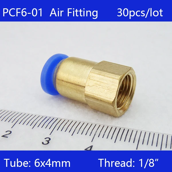 

Free shipping HIGH QUALITY 30pcs BSPT PCF6-01, 6mm to 1/8" Pneumatic Connectors Female straight one-touch fittings