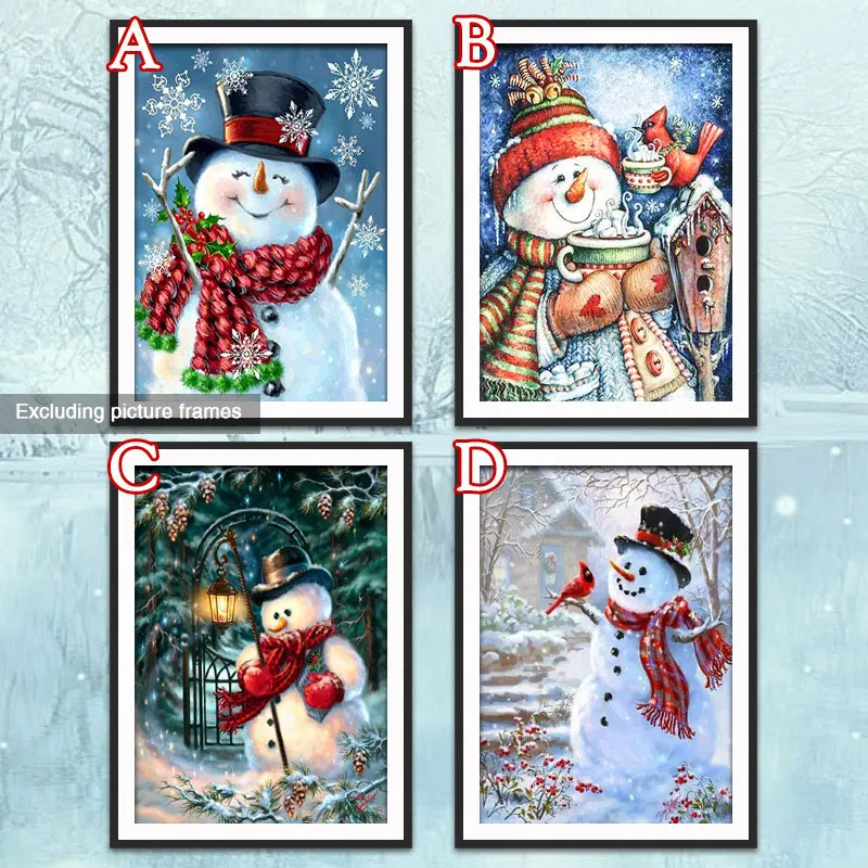 

5D Diy Diamond Painting Full Round Christmas Decorations for Home Daimond Painting Accessories Snowman Cartoon Three-dimensional