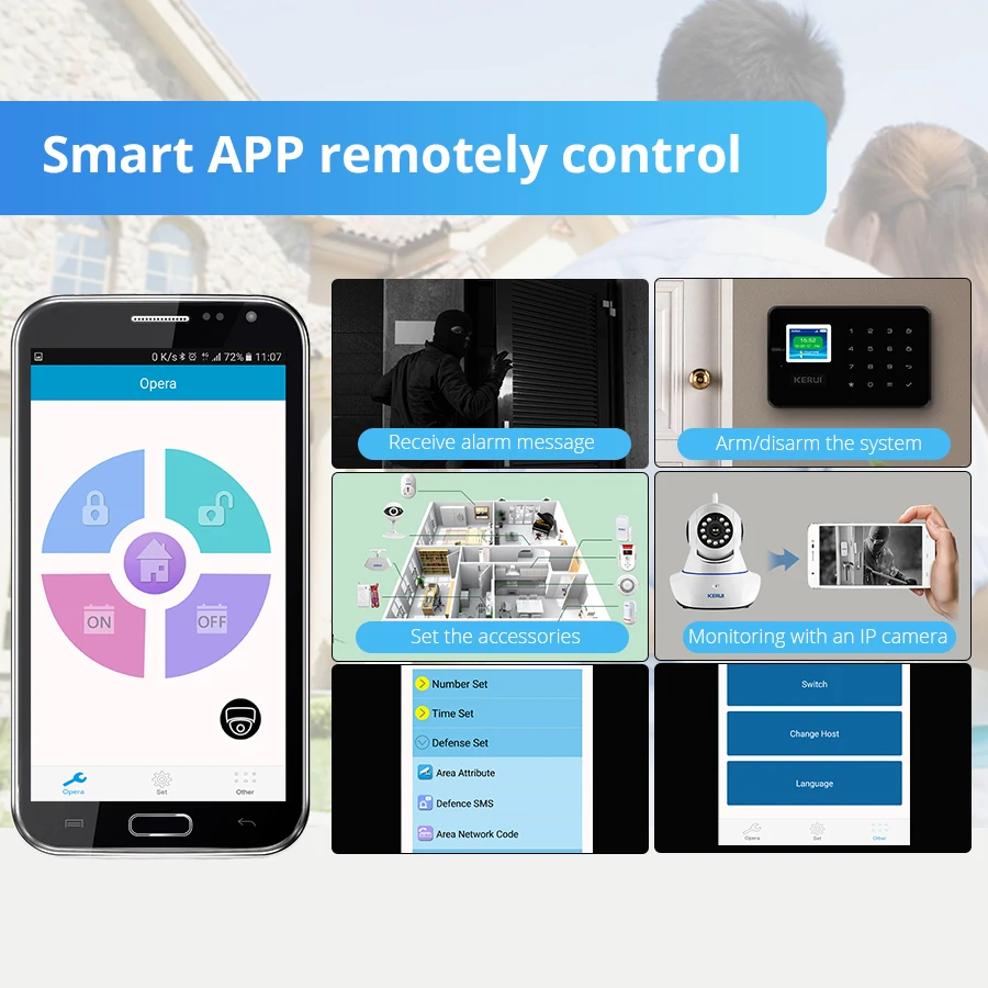 KERUI G18 Black Panel Wireless GSM Home Security Alarm System Burglar Alarm Sensor Kit Android IOS Phone APP Remote Control KERUI G18 Black Panel Wireless GSM Home Security Alarm System Burglar Alarm Sensor Kit Android IOS Phone APP Remote Control