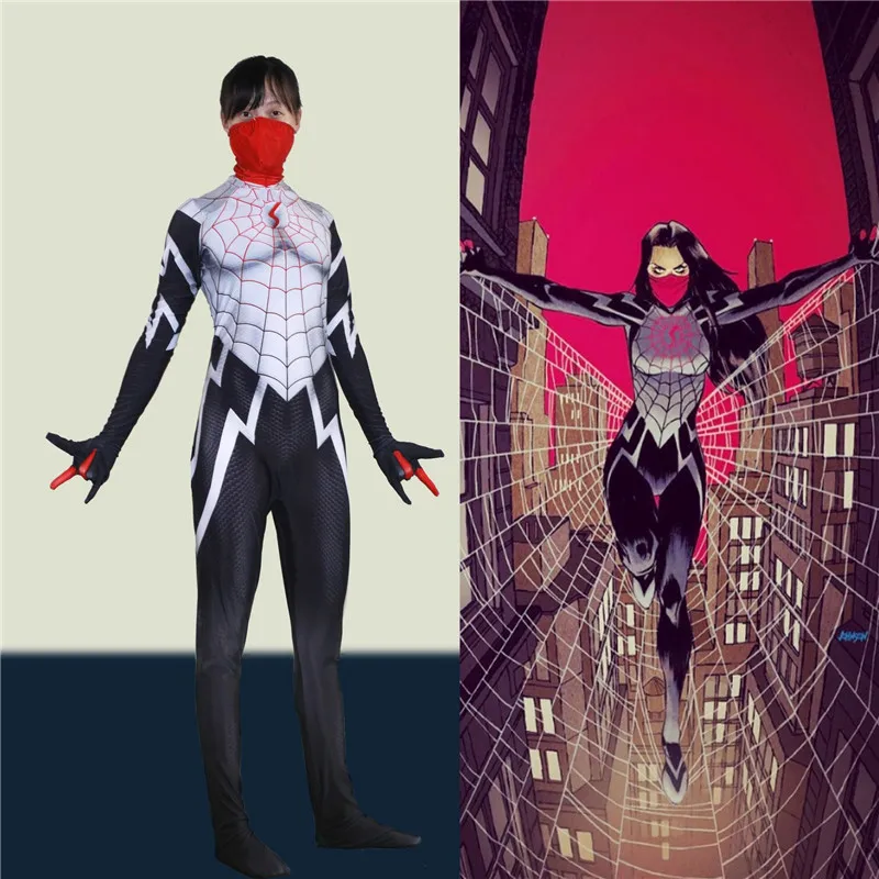 Venom Silk Cindy Moon SpiderGirl Spider, костюм для косплея, спандекс, Zentai, облегающий костюм для Хэллоуина, костюм для Леди/Женщины/детей