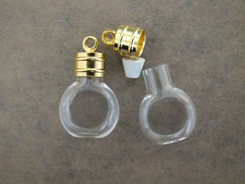 Tiny Flat Ball Glass Vial Pendant Glass Bottle Locket Necklace Pendant