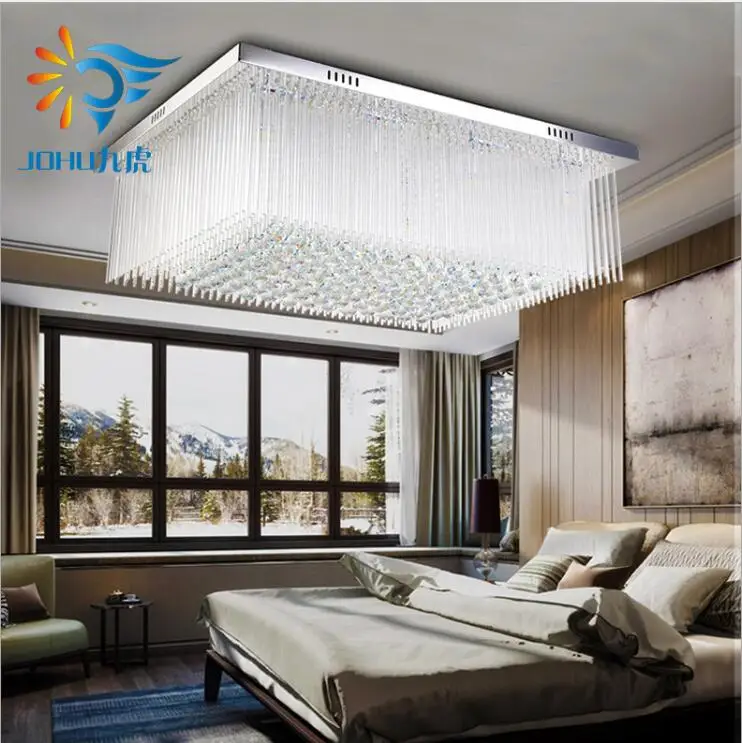 

L Simple modern crystal lamp living room lamp luxury atmosphere rectangular restaurant bedroom lamp LED crystal ceiling lamp