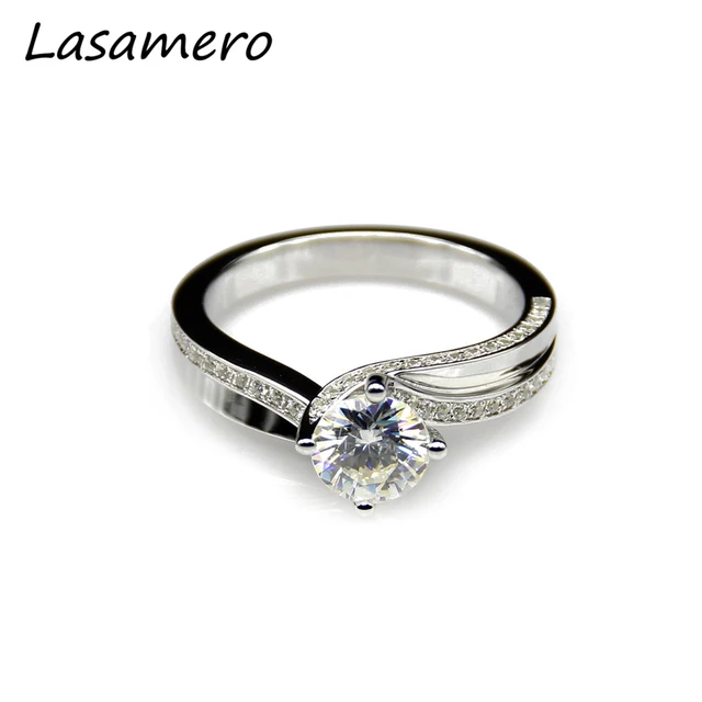 Lasamero 1 Carat Moissanites 14k White Gold Engagement Lasamero 1 Carat Moissanites 14k White Gold Engagement Rings Solid Lab Grown Diamond Wedding