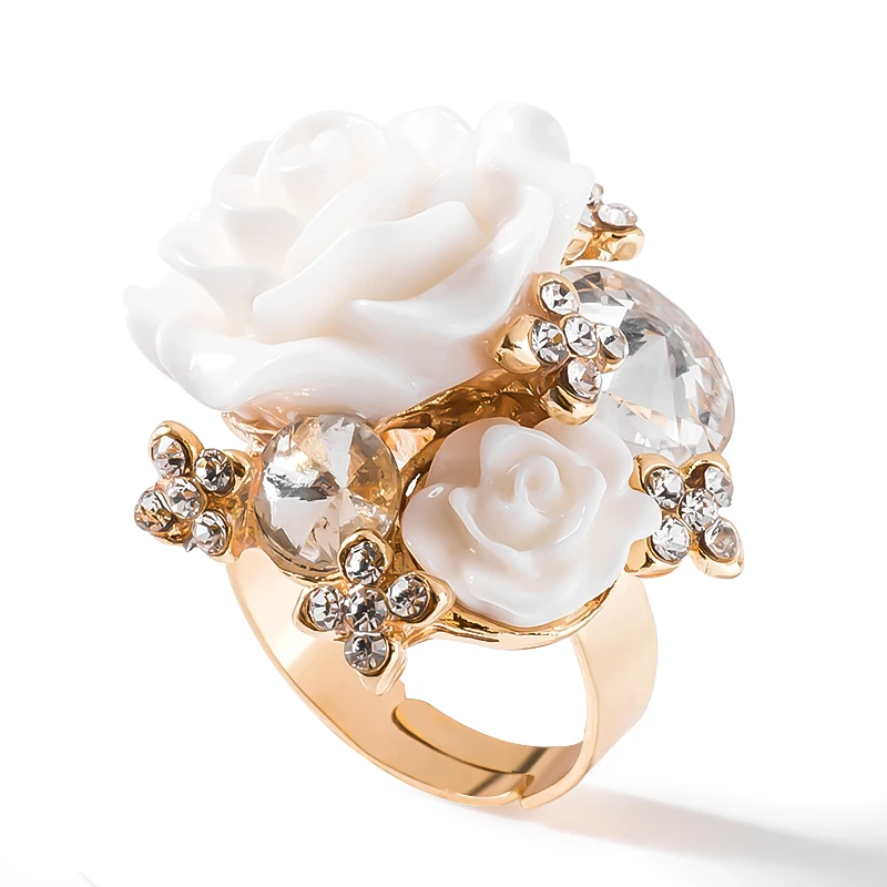 

MISANANRYNE Hot Sale Fasion Gold-color Muti-color Flower Cubic Zirconia Rings For Women Wedding Party Jewelry Nice Presents