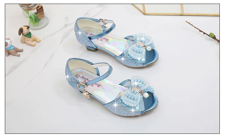 Princess Style Party Shoes Children Sandals Girls Glitter Wedding Crystal High Heel Shoes Open Toe Kids Sandals for Girl CSH819