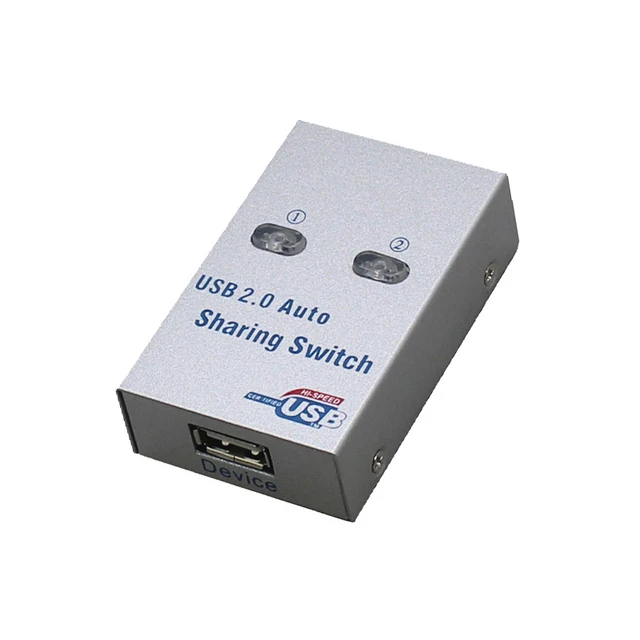 2 Ports USB KVM Switch Splitter Usb2.0 Hub Two Computer Peripherals  Sharing  Printer Mouse Office Home Use Silver
