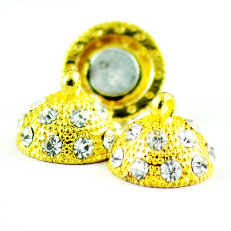 

12 mm Gold Color Round Magnetic Clasp with Crystal Beads