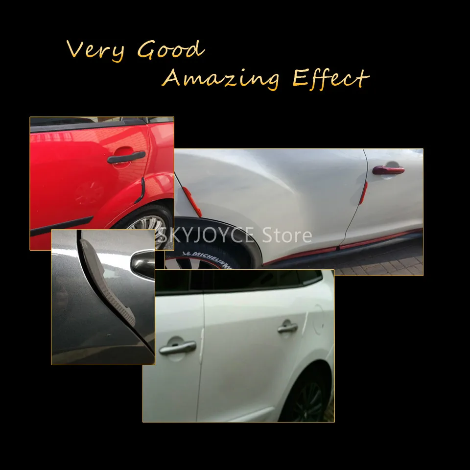 4PCS Flexible Car door bumper protector Guard Black White Gray Red sticker on car door edge protection DIY Car Styling Accessory (27)
