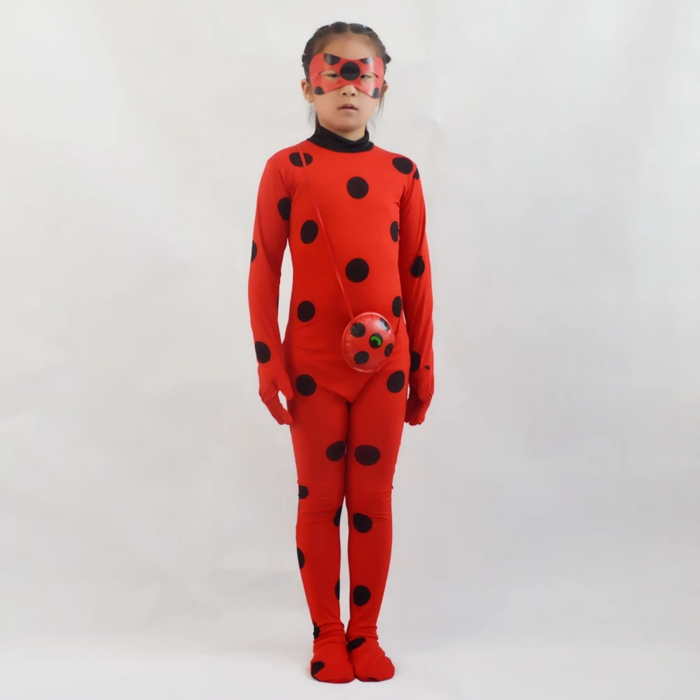 

Girls LadyBug Costume Lady bug Cosplay Clothing Sets Kids Halloween Party Marinette Little Beetle Suit Lady bug Jumpsuit