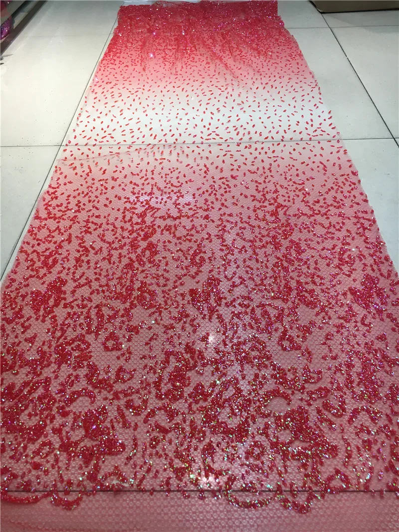 Модное французское Сетчатое кружево с блестками высшего качества клееная ткань с блестящим кружевом для платья красного цвета