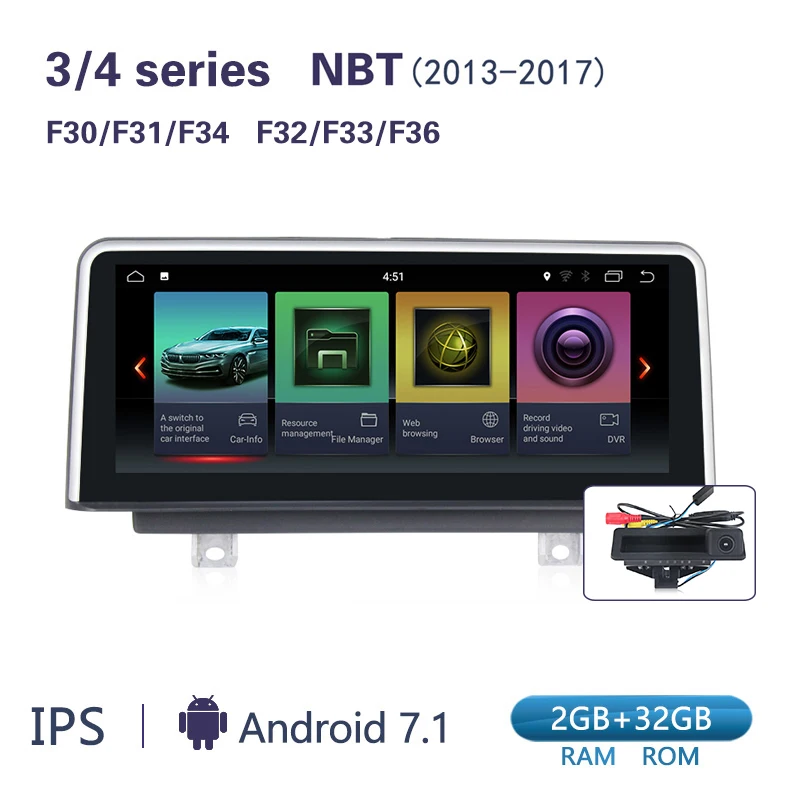 10," ips ID7 Android7.1 автомобильный радиоплеер gps для BMW 3 серии F30/F31/F34 1 серии F20/F21 4 серии F32/F33/F36 2013- NBT - Цвет: 3 Series camera