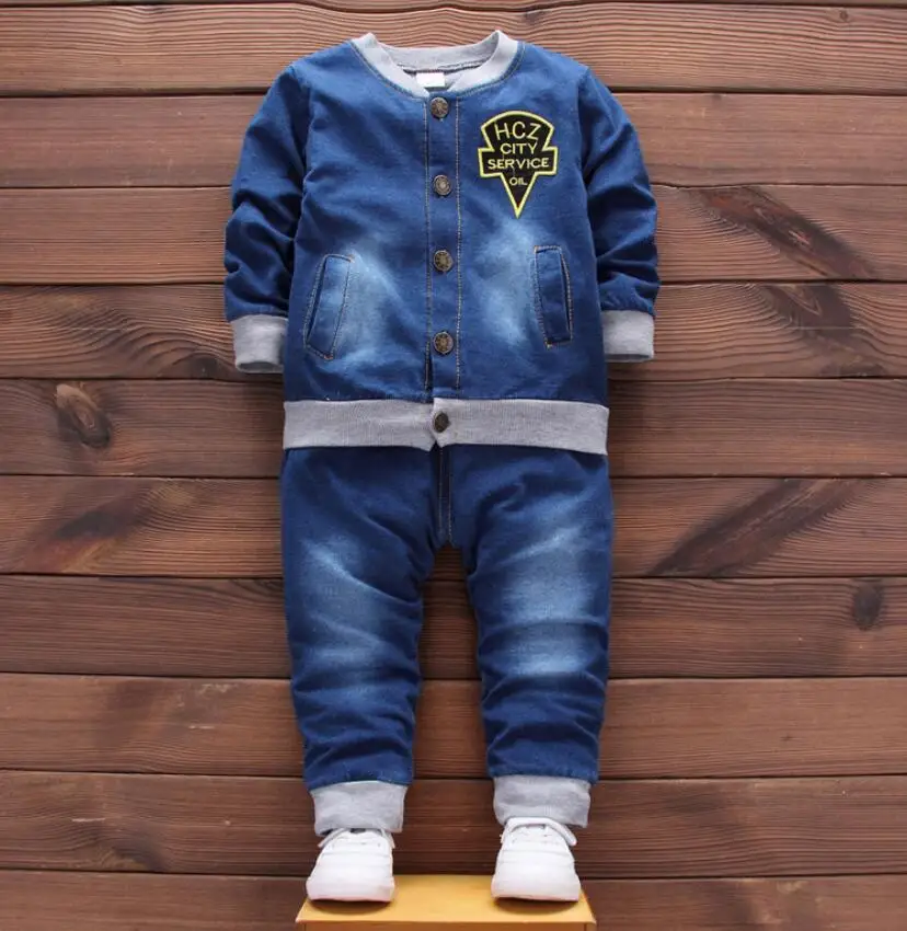 Baby boy denim clothing set kids clothes boy suit outerwear+ jeans