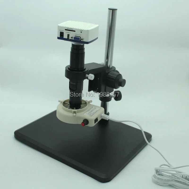 

HD 1080P VGA Industrial Digital Electron Microscope Camera+Fine Adjustment Bracket+10X-200X C-Mount Lens+LED lights