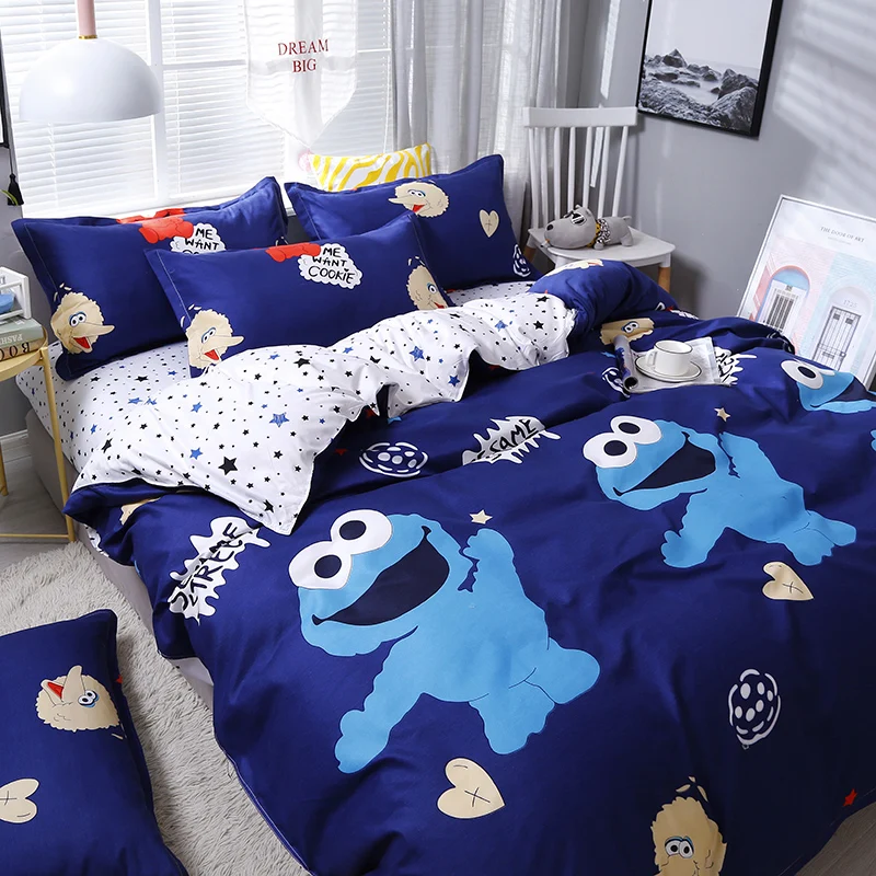 

3/4pcs High Quality Blue Frog Printing Textile Bedding Set Include Duvet Cover&Sheets&Pillowcases Comfortable Home Bed Set