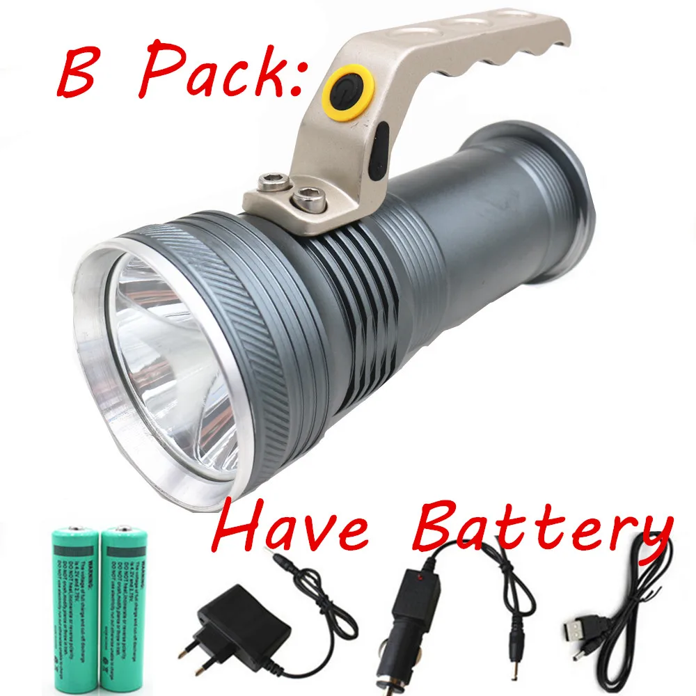 Перезаряжаемый светодиодный светильник-вспышка XML-T6 фонарь на открытом воздухе Кемпинг Рыбалка Охота ручная лампа портативный светильник - Испускаемый цвет: B Pack- Have Battery
